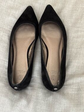 Monet Black Pointed-Toe Suede Flats